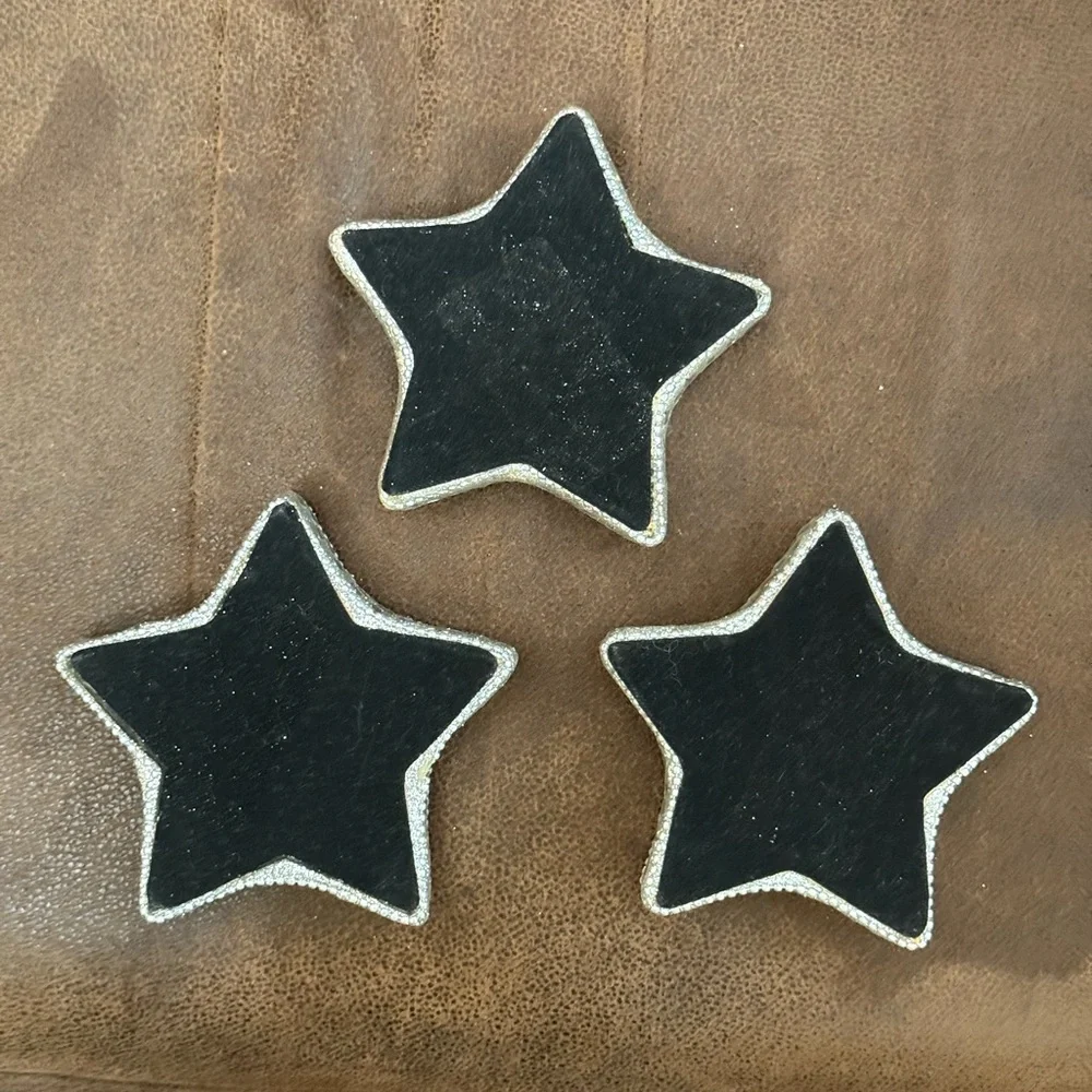 PIER ONE IMPORTS 3 star-shaped mosaic mirror tealight candle holders